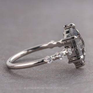 2.49 Carat Black Speckled Hexagon Diamond Engagement Ring, Nova Setting, Platinum