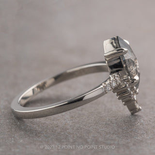 1.07 Carat Black Speckled Marquise Diamond Engagement Ring, Avaline Setting, Platinum