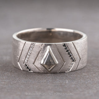 Custom Black and White Kite Diamond Men's Ring