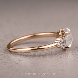 1.23 Carat Salt and Pepper Hexagon Diamond Engagement Ring, Dahlia Setting, 14K Rose Gold