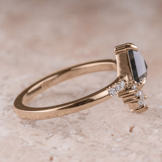 .97 Carat Black Shield Diamond Engagement Ring, Cleo Setting, 14K Rose Gold