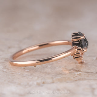 .65 Carat Black Shield Diamond Engagement Ring, Ava Setting, 14K Rose Gold
