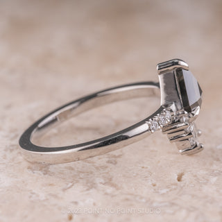 .97 Carat Black Shield Diamond Engagement Ring, Cleo Setting, Platinum