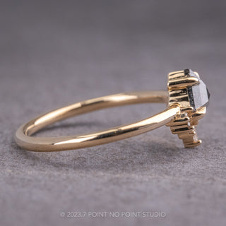.63 Carat Salt and Pepper Shield Diamond Engagement Ring, Ava Setting, 14K Yellow Gold