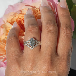 1.15 Carat Salt and Pepper Marquise Diamond Engagement Ring, Pixie Setting, Platinum