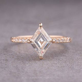 Lozenge Moissanite and Diamond Engagement Ring, Jules Setting, 14K Rose Gold