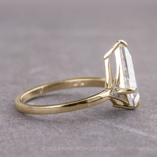 1.31 Carat Kite Moissanite and Diamond Engagement Ring, Aela Setting, 14k Yellow Gold
