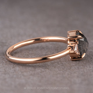 1.59 Carat Black Speckled Asscher Diamond Engagement Ring, Zoe Setting, 14K Rose Gold
