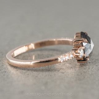 1 Carat Black Speckled Hexagon Diamond Engagement Ring, Eliza Setting, 14K Rose Gold