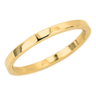 High quality 14k Yellow Gold Rectangle Wedding Band, 2mm Wide x 1.7mm Thick, finely polished finish
