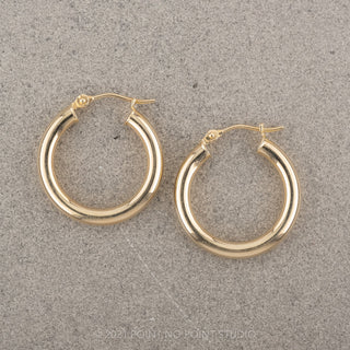 20mm Tube Hoop Earrings, 14k Yellow Gold