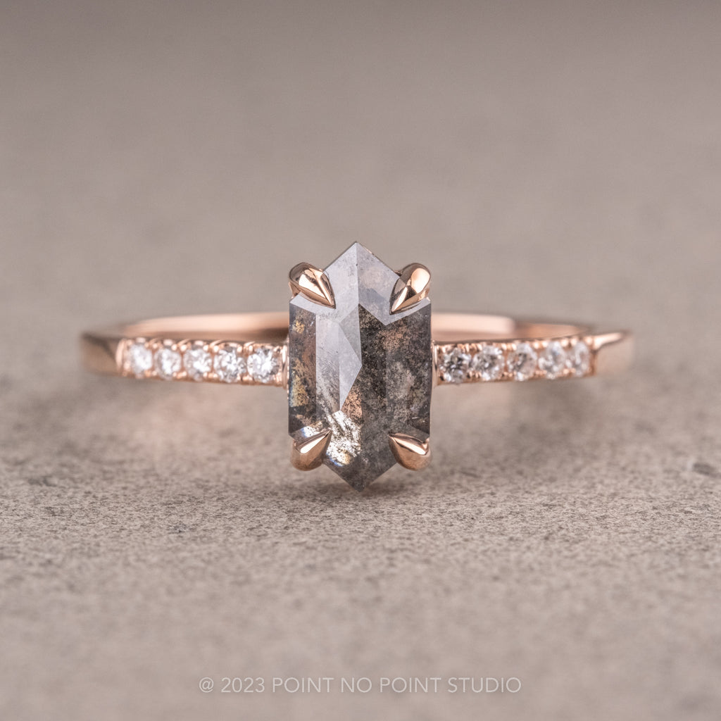 Black Hexagon Diamond Engagement Ring – Point No Point Studio