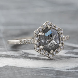 1.34 Carat Salt and Pepper Hexagon Diamond Engagement Ring, Fiona Setting, Platinum