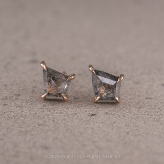 .60tcw Salt and Pepper Kite Diamond Studs, 14k Rose Gold Earrings