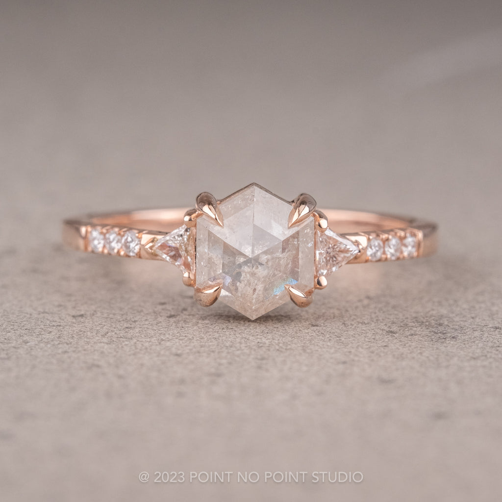 1.23 Carat Salt and Pepper Hexagon Diamond Engagement Ring, Eliza Sett