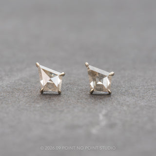 .74tcw Salt and Pepper Kite Diamond Studs, 14k White Gold Earrings