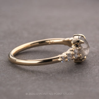 1.37 Carat Salt and Pepper Round Diamond Engagement Ring, Catherine Setting, 14K Yellow Gold