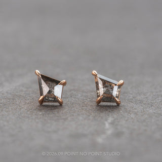 .80tcw Salt and Pepper Kite Diamond Studs, 14k Rose Gold Earrings