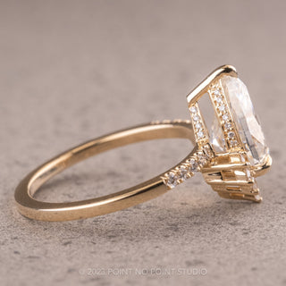 2.48 Carat Pear Moissanite Engagement Ring, Kanara Setting, 14K Yellow Gold