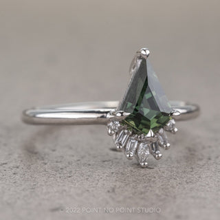 1.30 Carat Green Kite Sapphire Engagement Ring, Wren Setting, Platinum