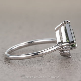 1.54 Carat Green Kite Sapphire Engagement Ring, Wren Setting, Platinum