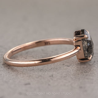 1.60 Carat Salt and Pepper Hexagon Diamond Engagement Ring, Jane Setting, 14k Rose Gold