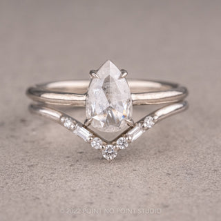 .88 Carat Salt and Pepper Pear Diamond Engagement Ring, Jane Setting, 14K White Gold