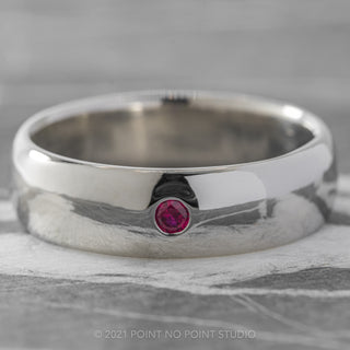 Ruby Half Round Mens Wedding Band, Comfort Fit