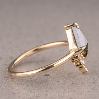 1.24 Carat Canadian Salt and Pepper Kite Diamond Engagement Ring, Wren Setting, 14K Yellow Gold
