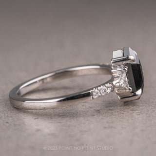 1.53 Carat Black Hexagon Diamond Engagement Ring, Eliza Setting, 14K White Gold