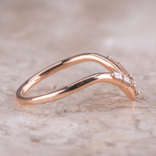 Baguette and Round Diamond Wedding Ring, Fawn Setting, 14K Rose Gold