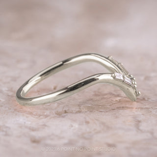 Baguette and Round Diamond Wedding Ring, Fawn Setting, 14K White Gold