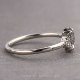 .66 Carat Betty Salt and Pepper Hexagon Diamond Engagement Ring, Betty Setting, 14K White Gold