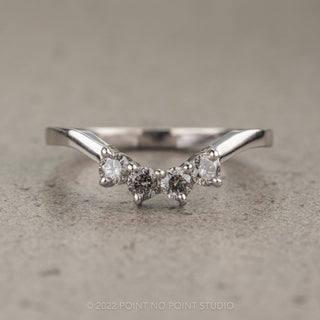 Salt & Pepper Diamond Contour Wedding Ring, Ursa,14k White Gold