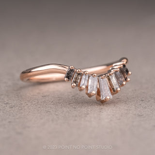 Salt and Pepper Baguette Wedding Band, Wren Setting, 14K Rose Gold