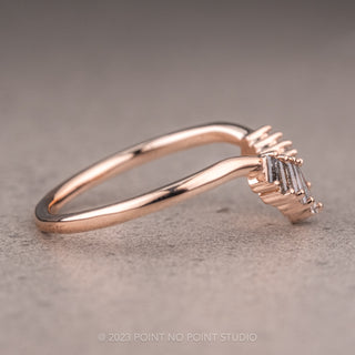 Salt and Pepper Baguette Wedding Band, Wren Setting, 14K Rose Gold