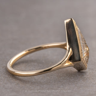 1.91 Carat Salt and Pepper Kite Diamond Engagement Ring, Bezel Jane Setting, 14K Yellow Gold