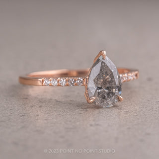 1.22 Carat Salt and Pepper Pear Diamond Engagement Ring, Juliette Setting, 14K Rose Gold
