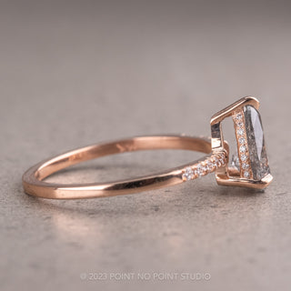 1.22 Carat Salt and Pepper Pear Diamond Engagement Ring, Juliette Setting, 14K Rose Gold