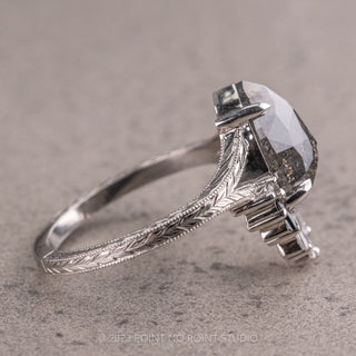 2.16 Carat Salt and Pepper Pear Diamond Engagement Ring, Ombre Wren Setting, 14k White Gold