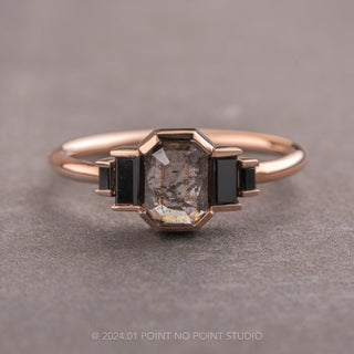 Salt and Pepper Emerald Diamond Engagement Ring