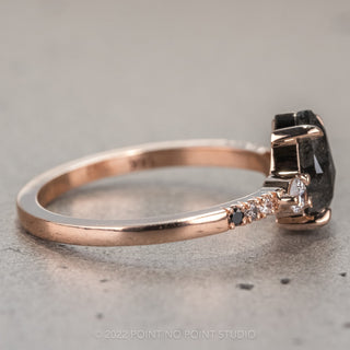 1.18 Carat Black Speckled Pear Diamond Engagement Ring, Eliza Setting, 14K Rose Gold