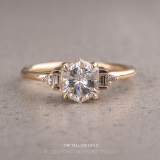 1.56 Carat Hexagon Moissanite Engagement Ring, Betty Setting