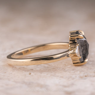 2.13 Carat Salt and Pepper Emerald Cut Diamond Engagement Ring, Zoe Setting, 14K Yellow Gold