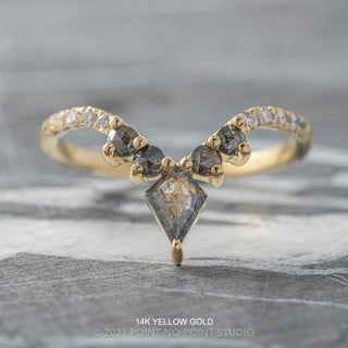 Kaelynn Wedding Ring, 15 Salt and Pepper Rose Cut and White Diamonds
