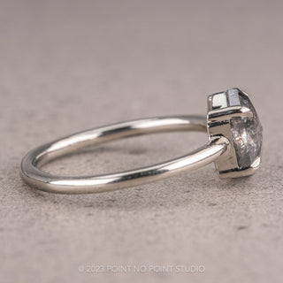 .98 Carat Salt and Pepper Hexagon Diamond Engagement Ring, Jane Setting, 14K White Gold