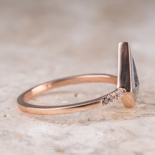 1.37 Carat Black Speckled Kite Diamond Engagement Ring, Ombre Bezel Jules Setting, 14K Rose Gold
