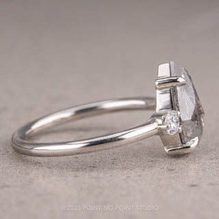 2.05 Carat Salt and Pepper Pear Diamond Engagement Ring, Zoe Setting, Platinum