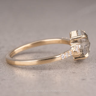 2.12 Carat Salt and Pepper Hexagon Diamond Engagement Ring, Eliza Setting, 14K Yellow Gold