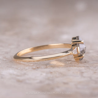 .73 Carat Salt and Pepper Hexagon Diamond Engagement Ring, Zoe Setting, 14K Yellow Gold